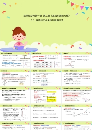 新人教版高中数学选择必修第一册同步PPT课件-2.3 直线的交点坐标与距离公式（含2课时）.pptx