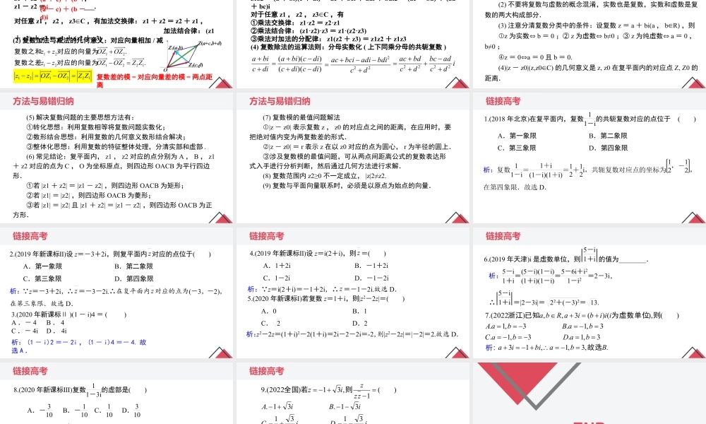 新人教版高中数学必修二全套优质同步ppt课件-第七章 复数（章末小结）.pptx