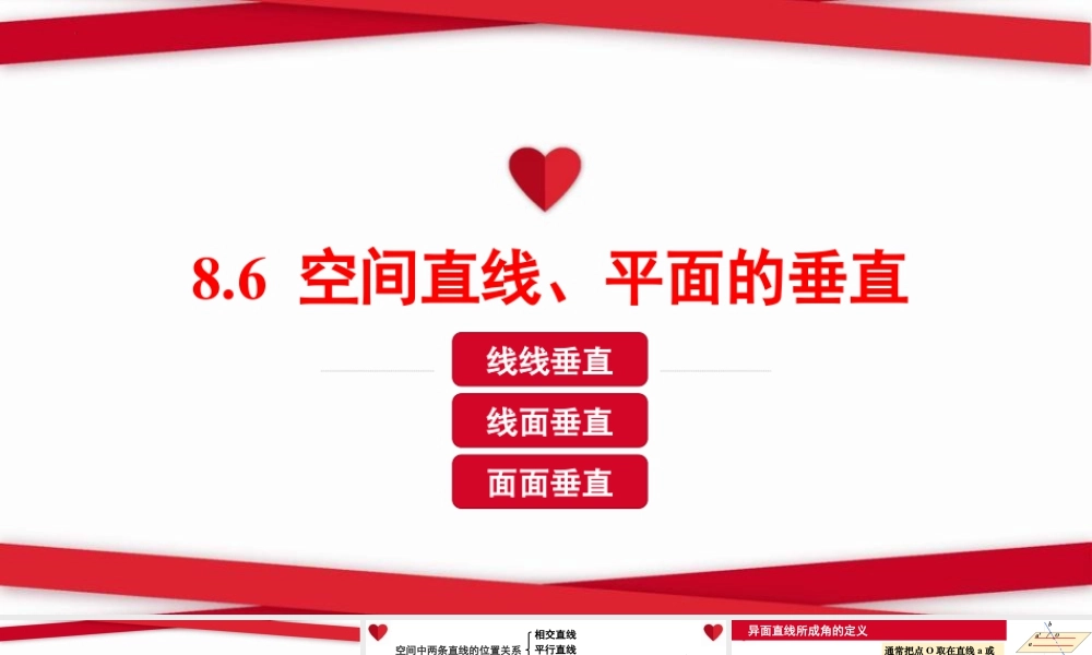 新人教版高中数学必修二全套优质同步ppt课件-8.6.1 直线与直线垂直.pptx