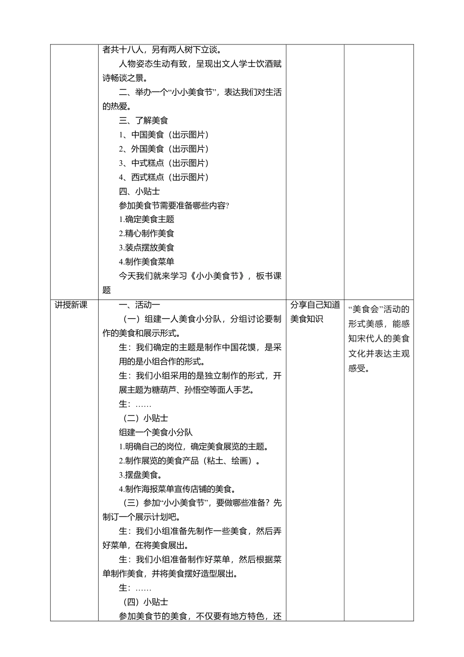 【人美版】美术  一年级上册   第四单元 3 小小美食节  课时教案.doc_第2页