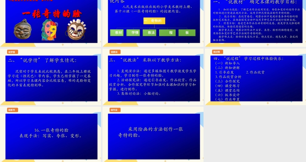 人美版 美 术三年级上册 第十六课《一张奇特的脸》说课稿.ppt