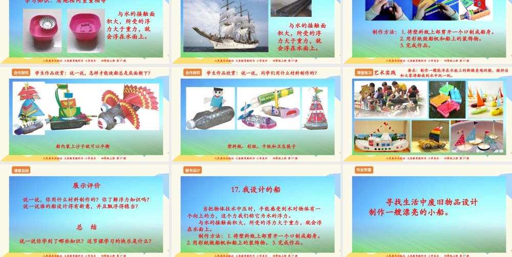 人美版 美术 四年级上册 第十七课《我设计的船》课件.ppt