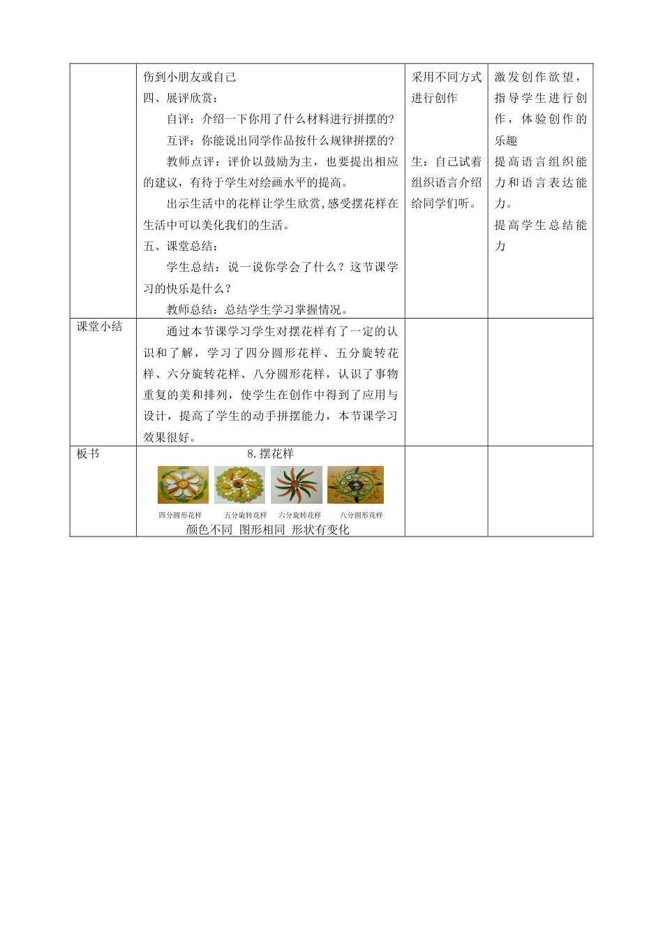 人美版美术二年级上册第八课《摆花样》教案.doc_第3页