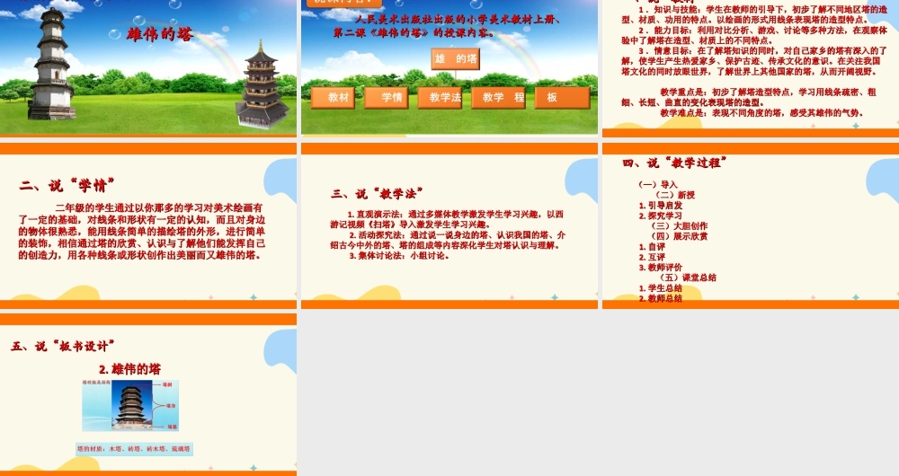 人美版美术二年级上册第二课《雄伟的塔》说课稿.ppt