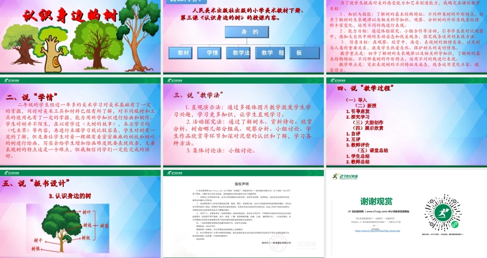 人美版美术二年级下册第三课《认识身边的树》说课稿.ppt