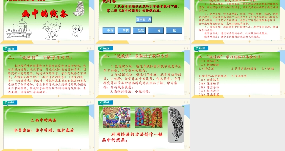 人美版美术三年级下册第二课《画中的线条》说课稿.ppt