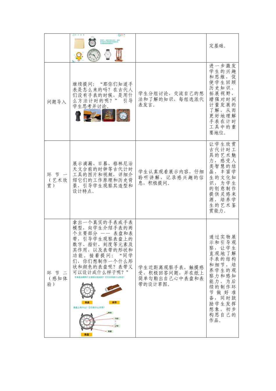 人美版美术一年级下册第三单元分课时第1课《创意小手表》教学设计.doc_第2页