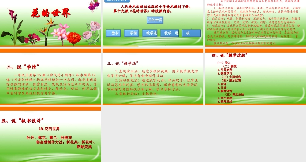 人美版美术一年级下册第十九课《花的世界》说课稿.ppt