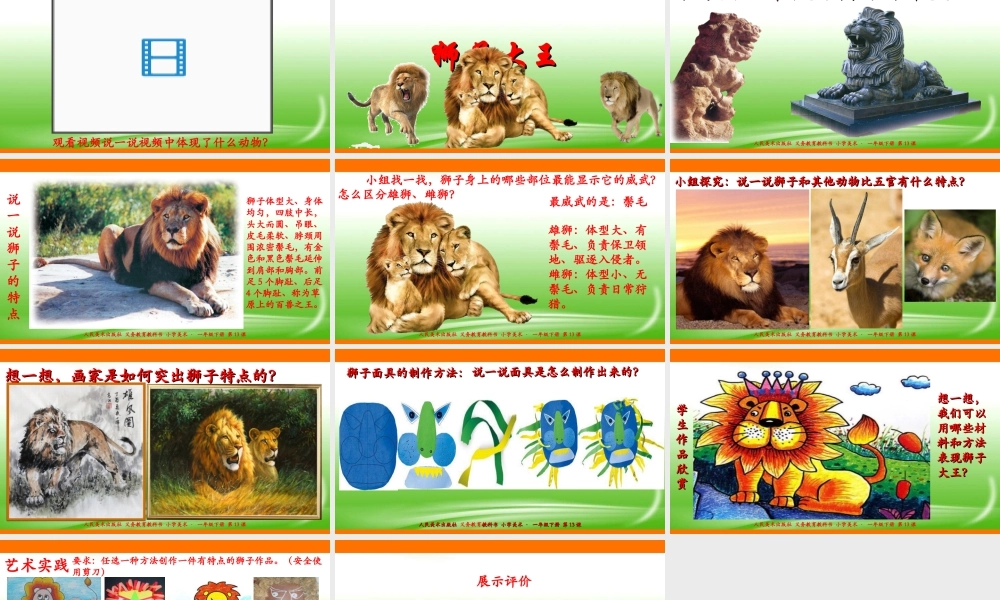 人美版美术一年级下册第十三课《狮子大王》课件.ppt