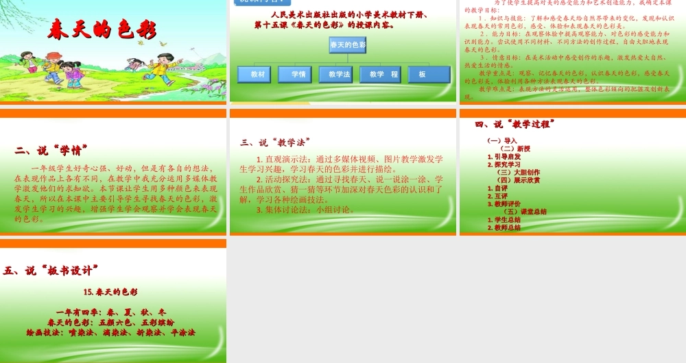 人美版美术一年级下册第十五课《春天的色彩》说课稿.ppt