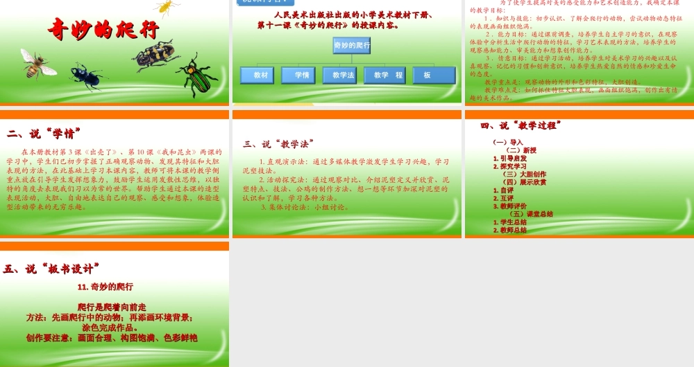 人美版美术一年级下册第十一课《奇妙的爬行》说课稿.ppt