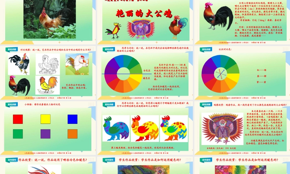 人美版小学美术四年级下册 第十四课《艳丽的大公鸡》课件.ppt