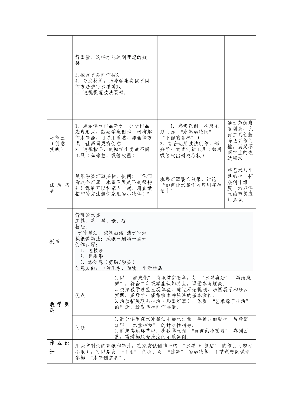 人美版小学美术二年级上册课时教案-2-2《好玩的水墨》教学设计.doc_第3页