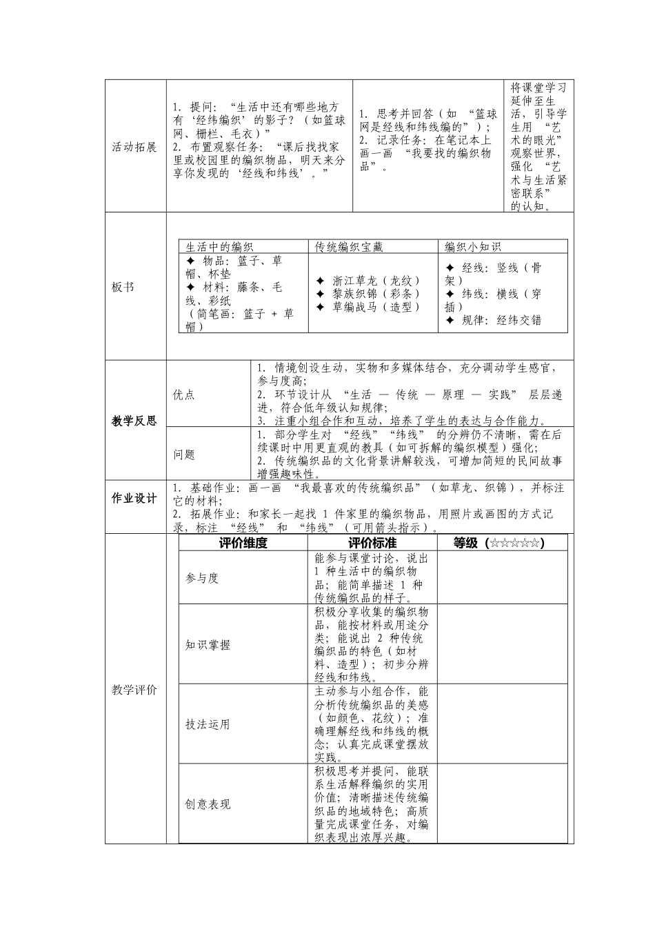 人美版小学美术二年级上册课时教案-5-1《手艺大观园》教学设计.doc_第3页