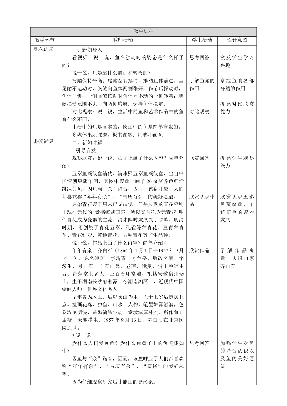 人美版小学美术四年级下册 第九课《用彩墨画鱼》教案.doc_第2页