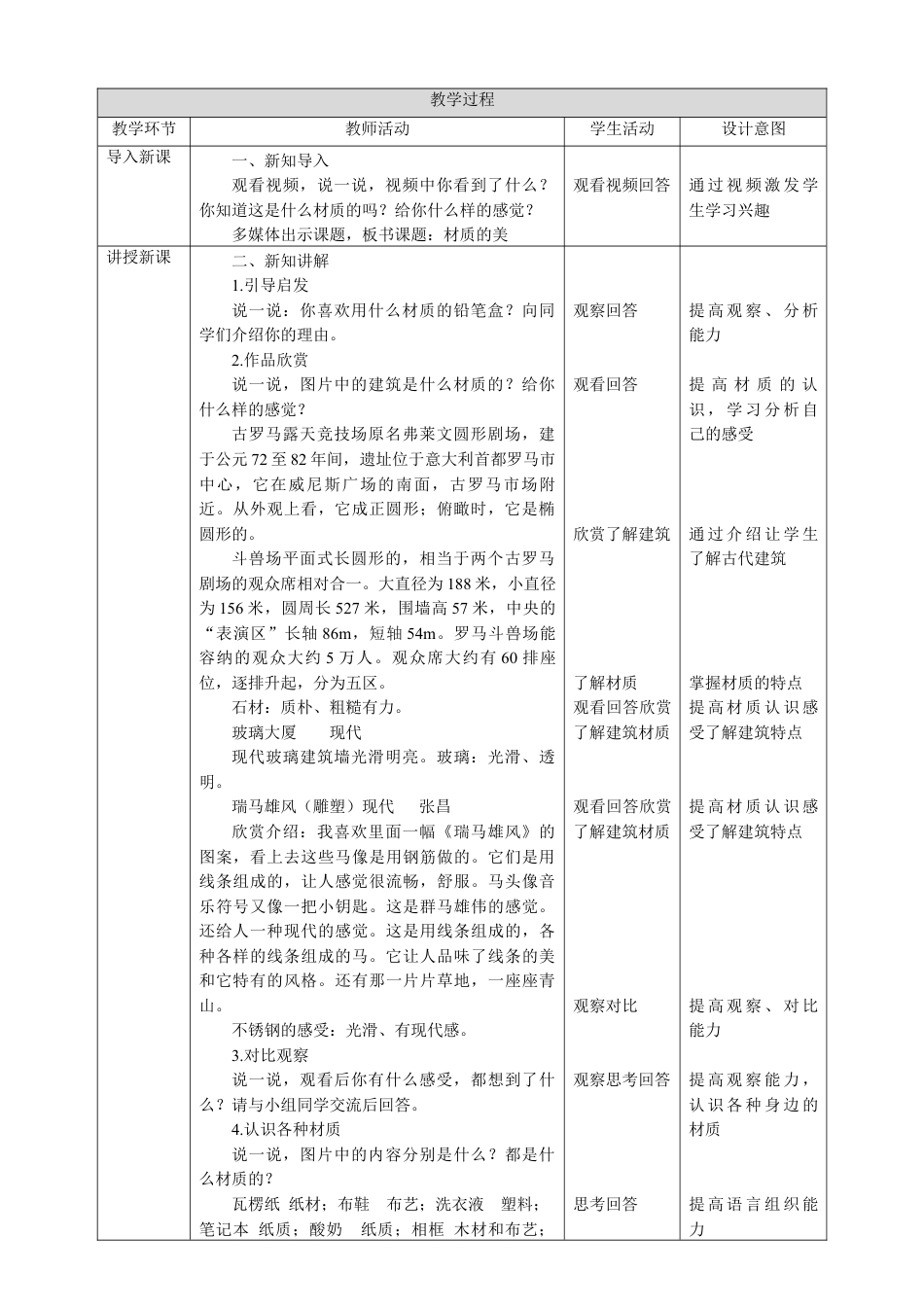 人美版小学美术四年级下册 第四课《材质的美》教案.doc_第2页