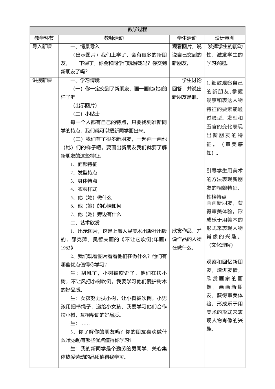 【人美版】美术  一年级上册 第一单元  2 我的新朋友  课时教案.doc_第2页