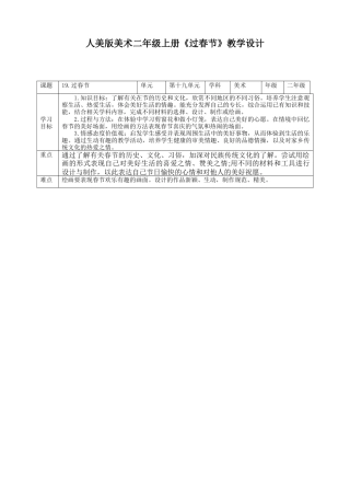 人美版美术二年级上册第十九课《过春节》教案.doc