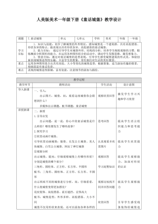 人美版美术一年级下册第七课《童话城堡》教案.doc