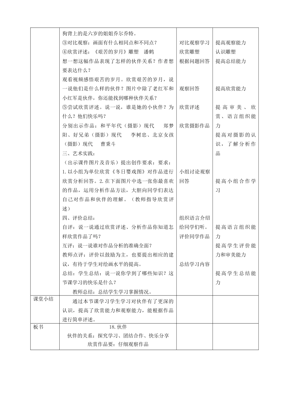 人美版美术一年级下册第十八课《伙伴》教案.doc_第2页