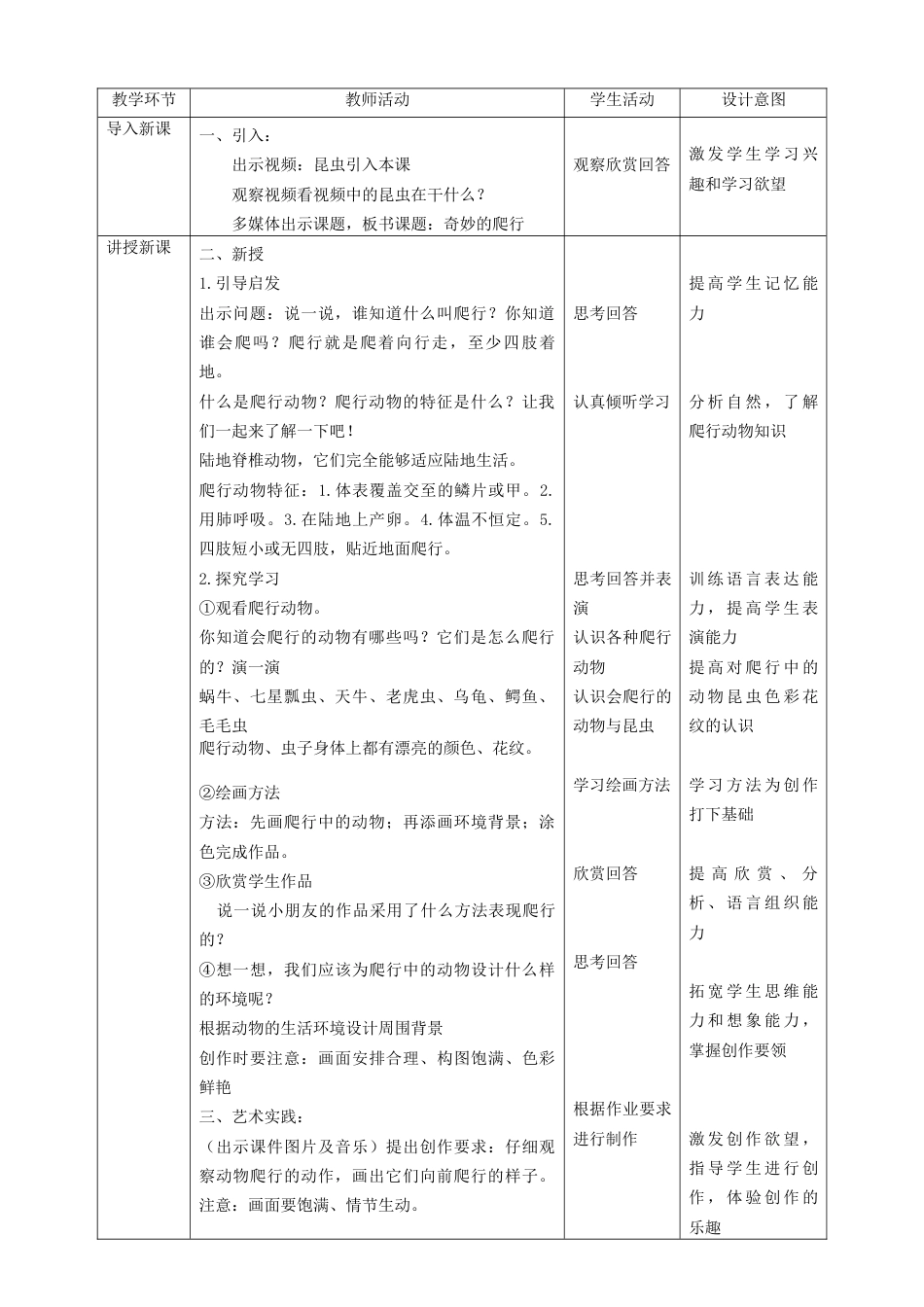 人美版美术一年级下册第十一课《奇妙的爬行》教案.doc_第2页