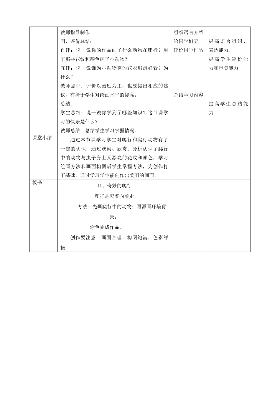 人美版美术一年级下册第十一课《奇妙的爬行》教案.doc_第3页