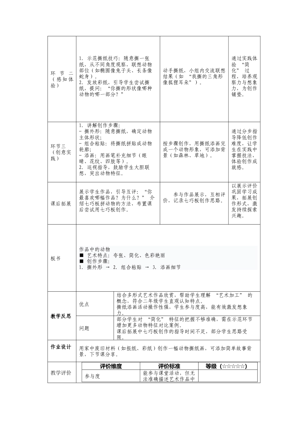 人美版小学美术二年级上册课时教案-3-1《作品中的动物》教学设计.doc_第2页
