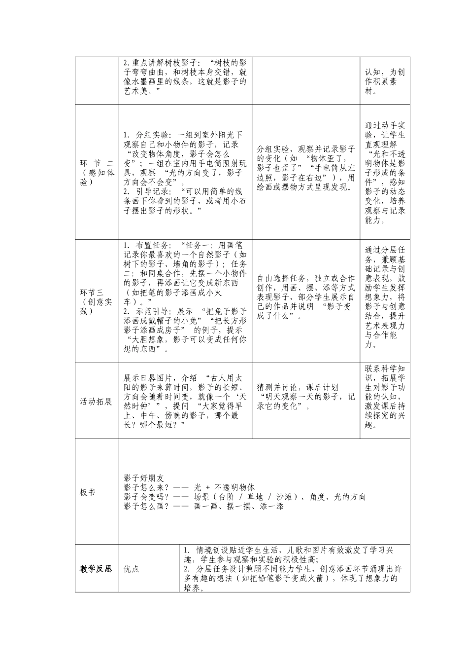 人美版小学美术二年级上册课时教案-6-1《影子好朋友》教学设计.doc_第2页