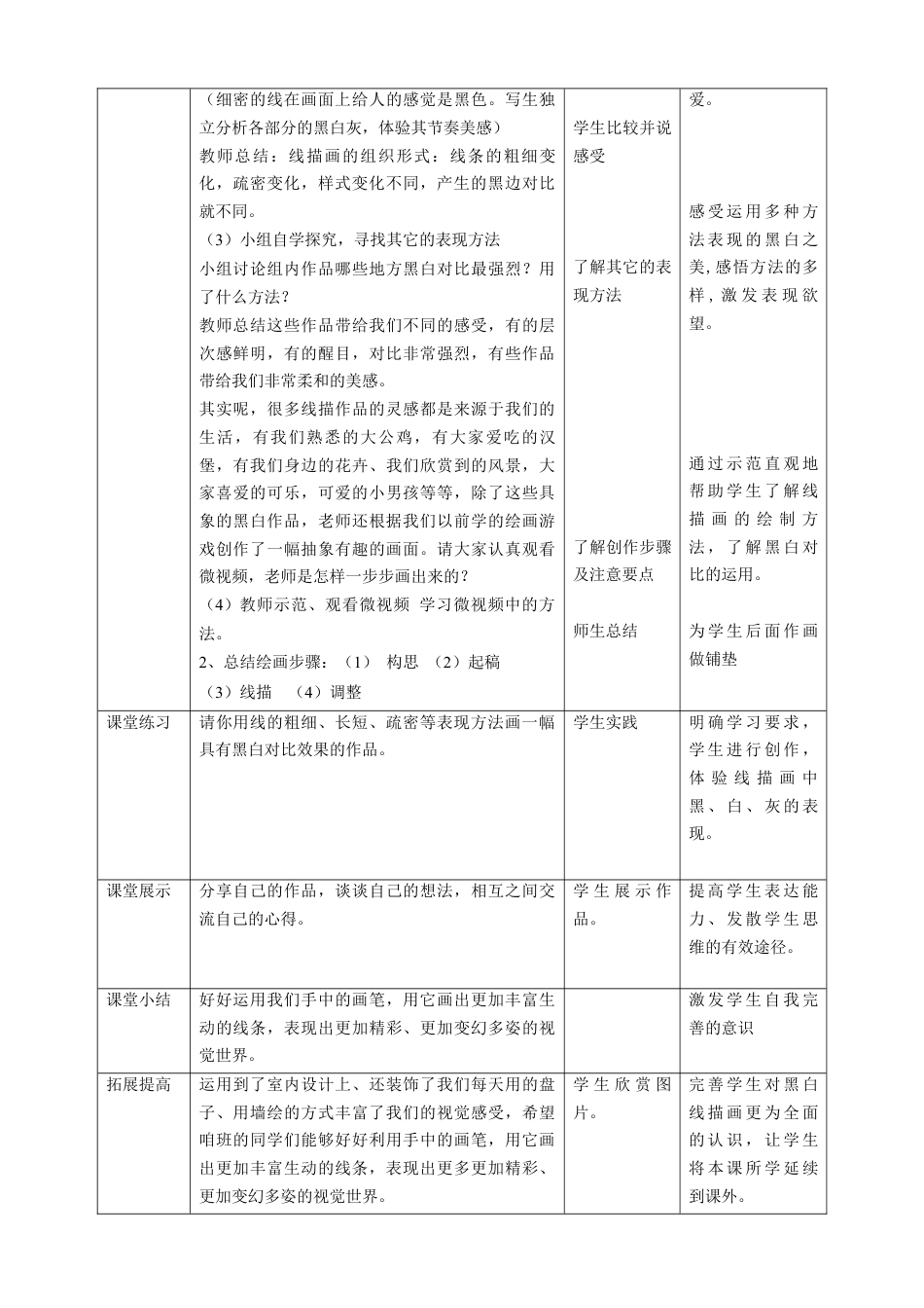 第4课  线描画中的黑白对比 教案-人美版小学六年级上册.doc_第3页