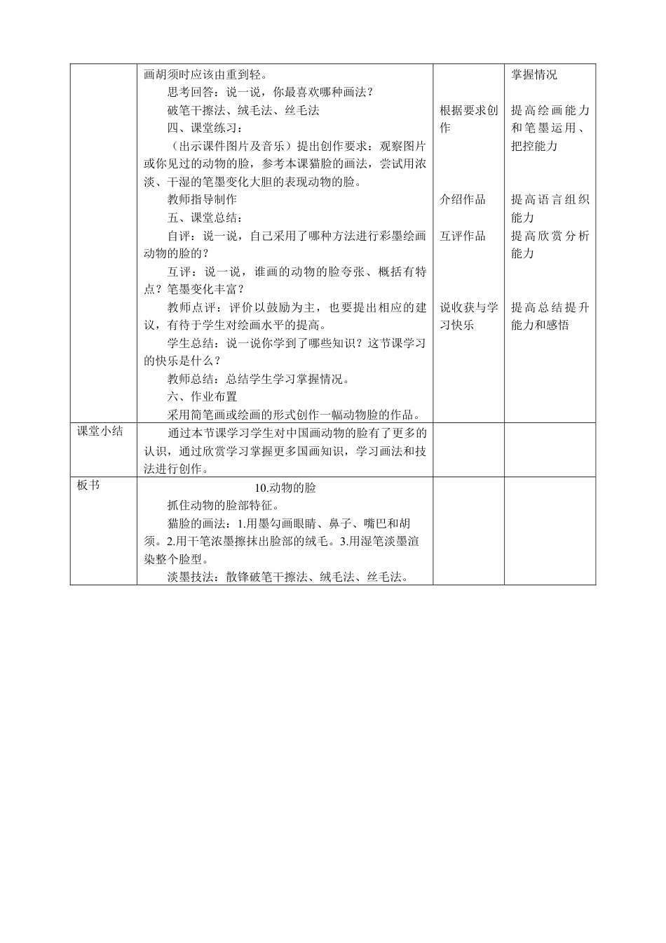 人美版小学美术四年级下册 第十课《动物的脸》教案.doc_第3页