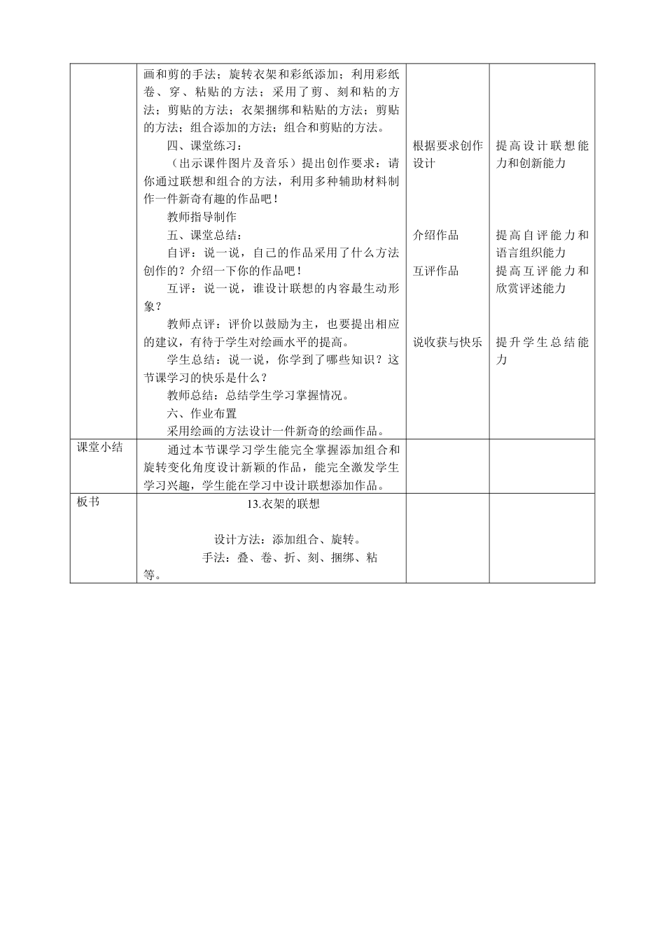 人美版小学美术四年级下册 第十三课《衣架的联想》教案.doc_第3页
