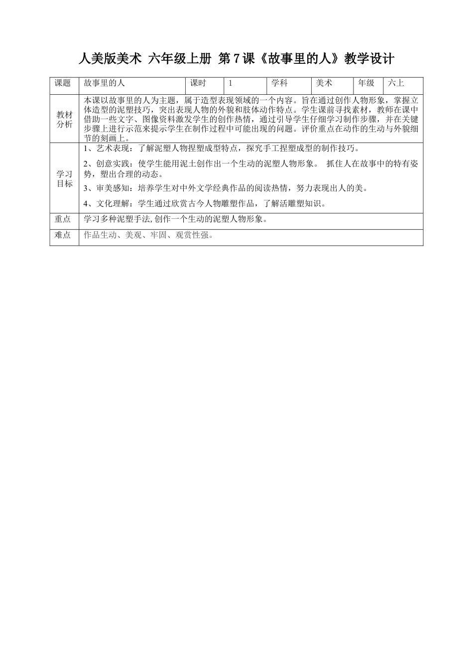 第10课  故事里的人教案-人美版小学六年级上册.doc_第1页