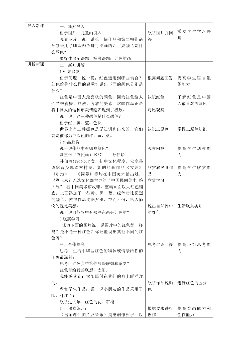人美版美术三年级上册第六课《红色的画》教案.doc_第3页