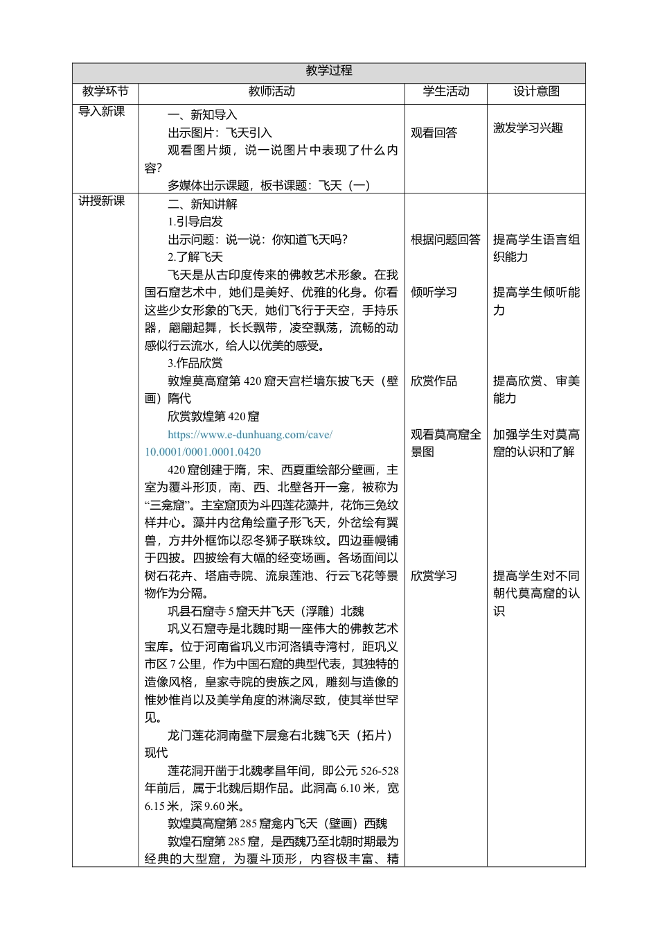 人美版美术四年级上册第六课《飞天（一）》教案.doc_第2页