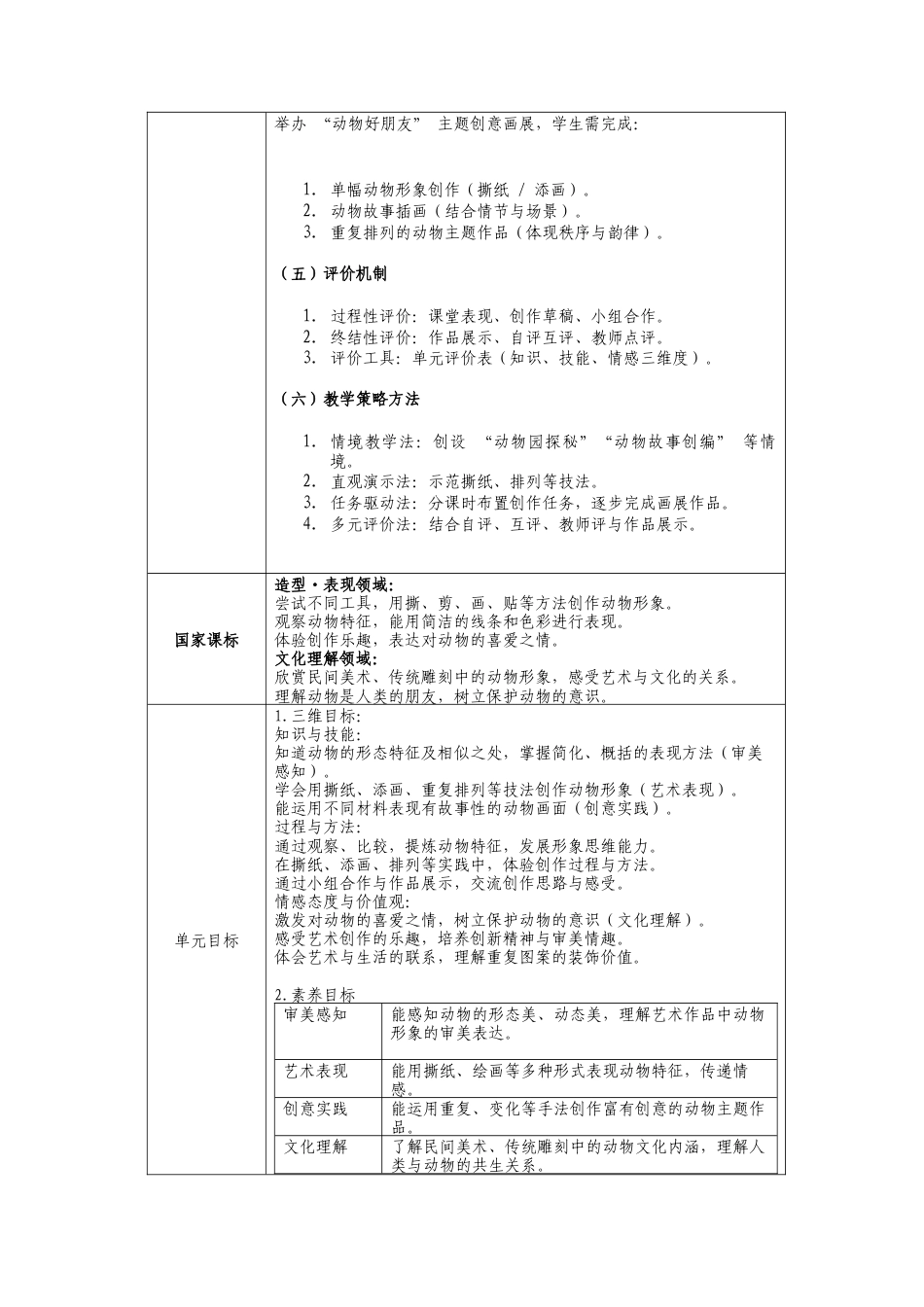 新人美二上第三单元《动物好朋友》大单元教学设计docx.docx_第2页
