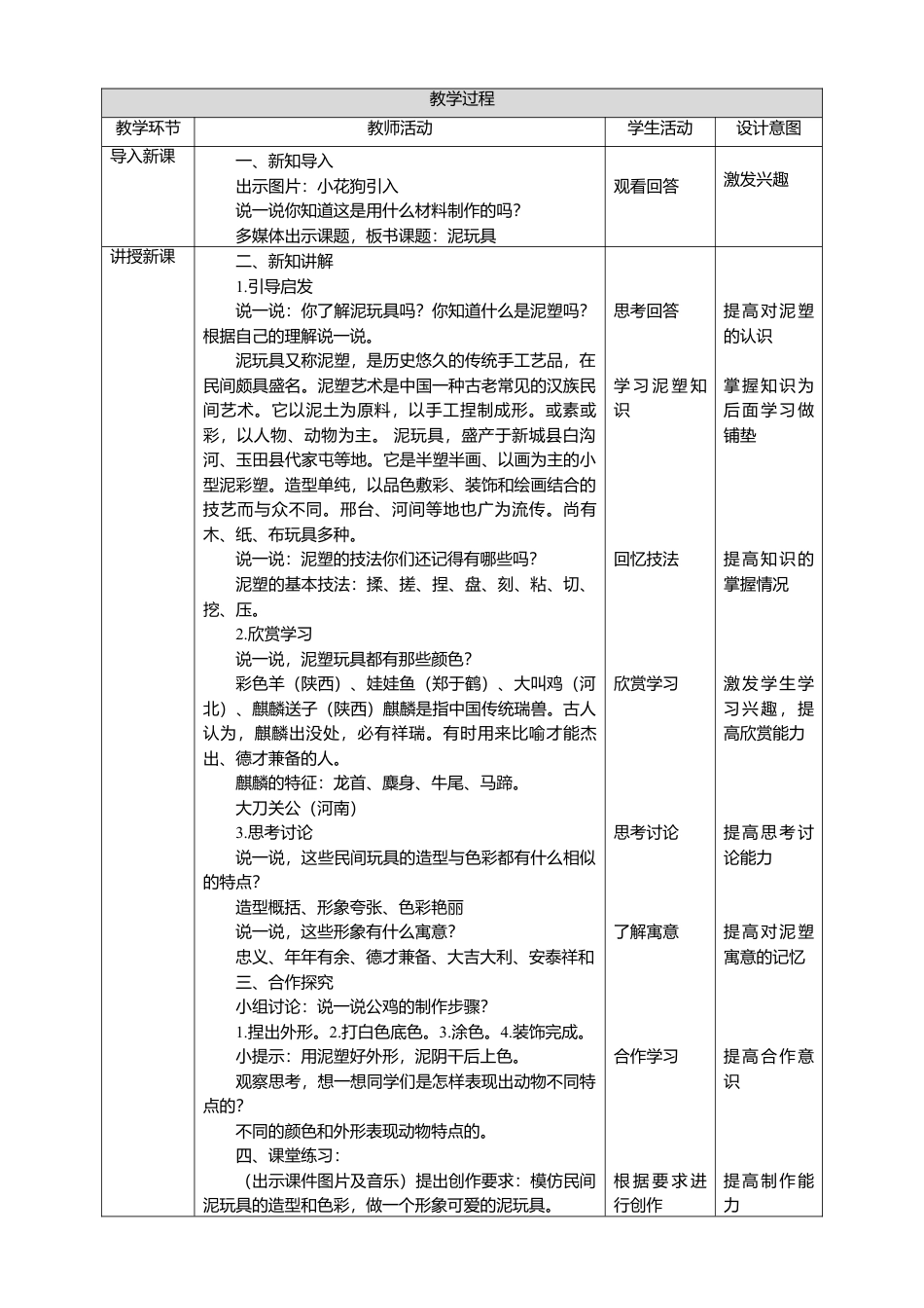 人美版 美术 四年级上册 第十一课《泥玩具》教案.doc_第2页