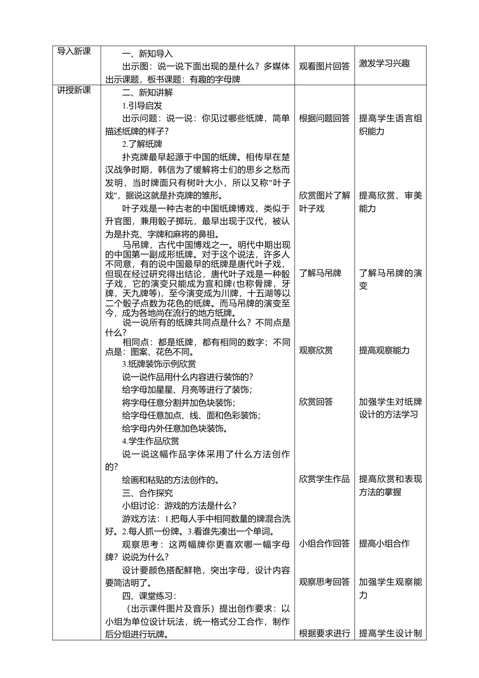 人美版美术四年级上册第五课《有趣的字母牌》教案.doc_第2页