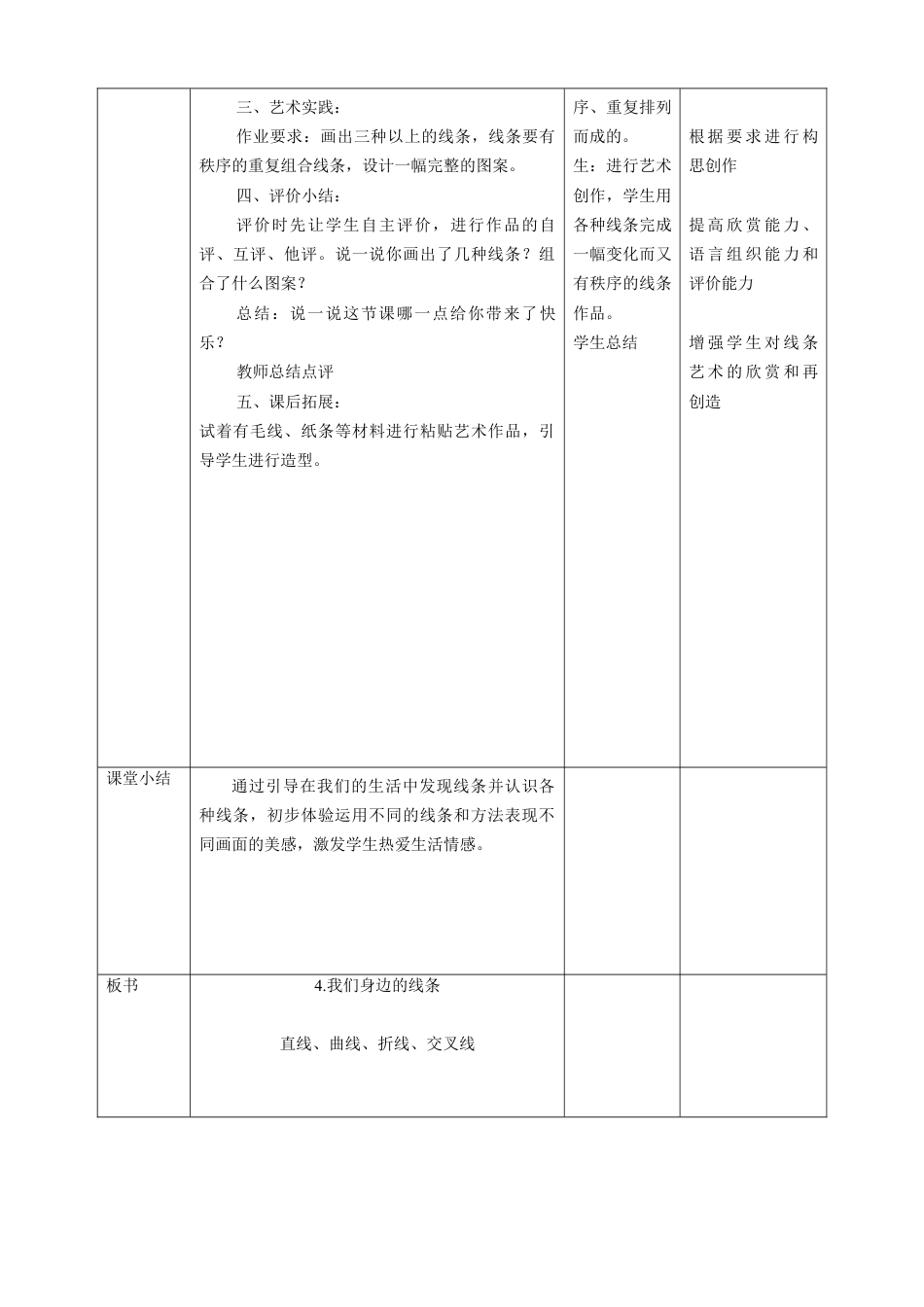 人美版美术一年级下册第四课《我们身边的线条》教案.doc_第2页