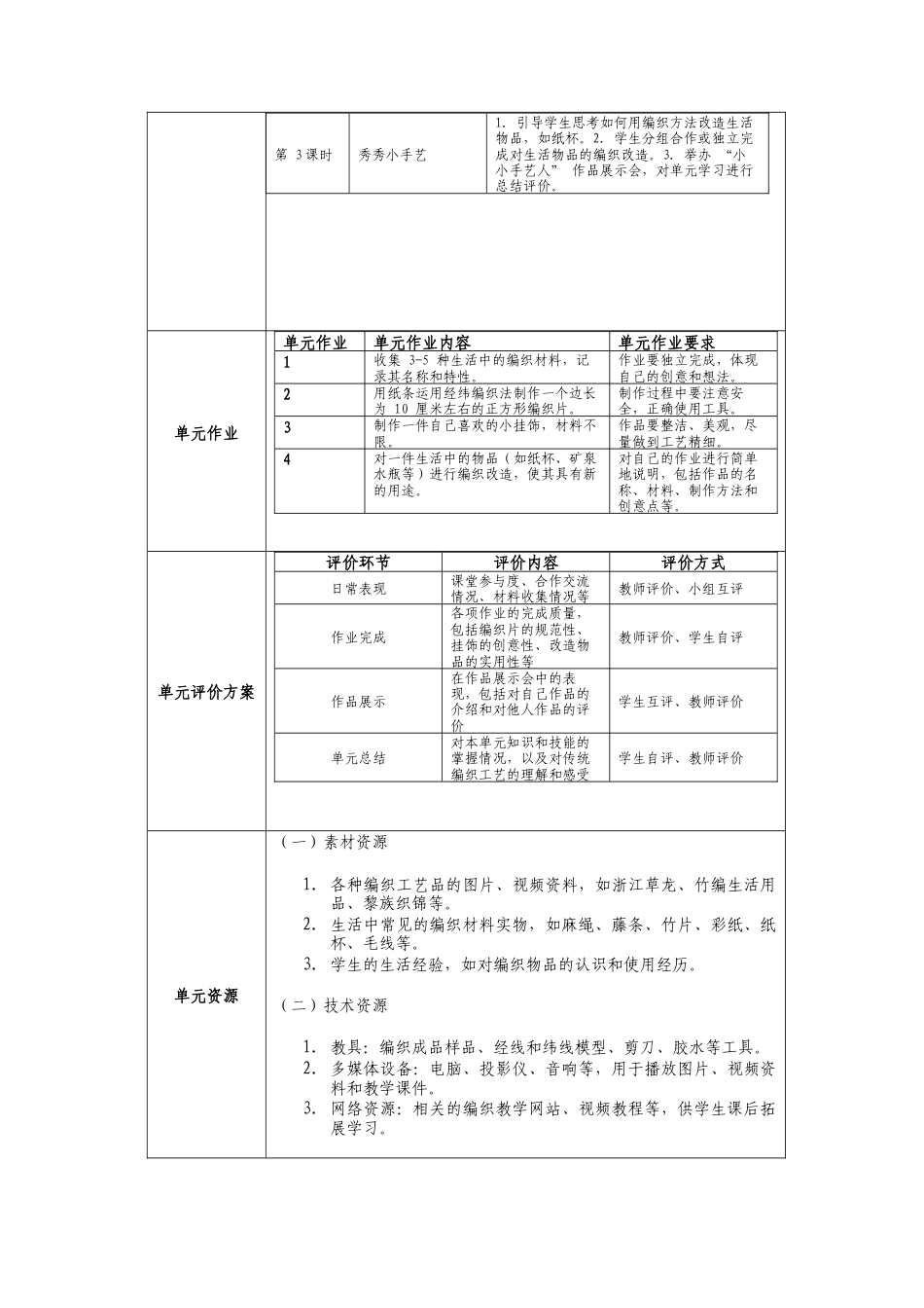 新人美二上第五单元《小小手艺人》大单元教学设计.docx_第3页