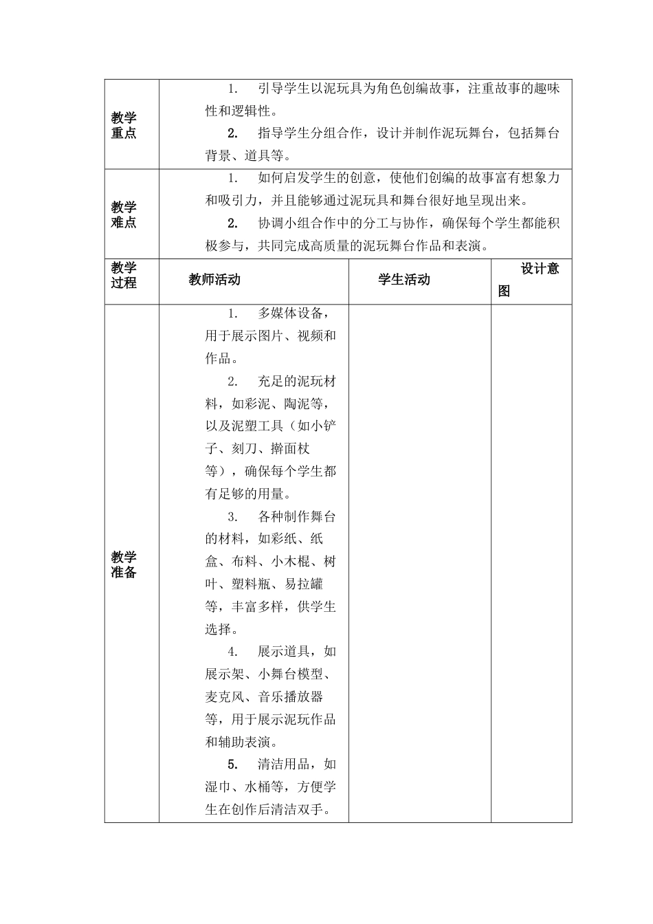人美版美术一年级下册分课时教案3《泥玩小舞台》.docx_第2页