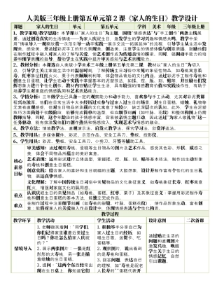 人美版美术--三年级上册第5单元第2课《家人的生日》表格式核心素养教案.docx