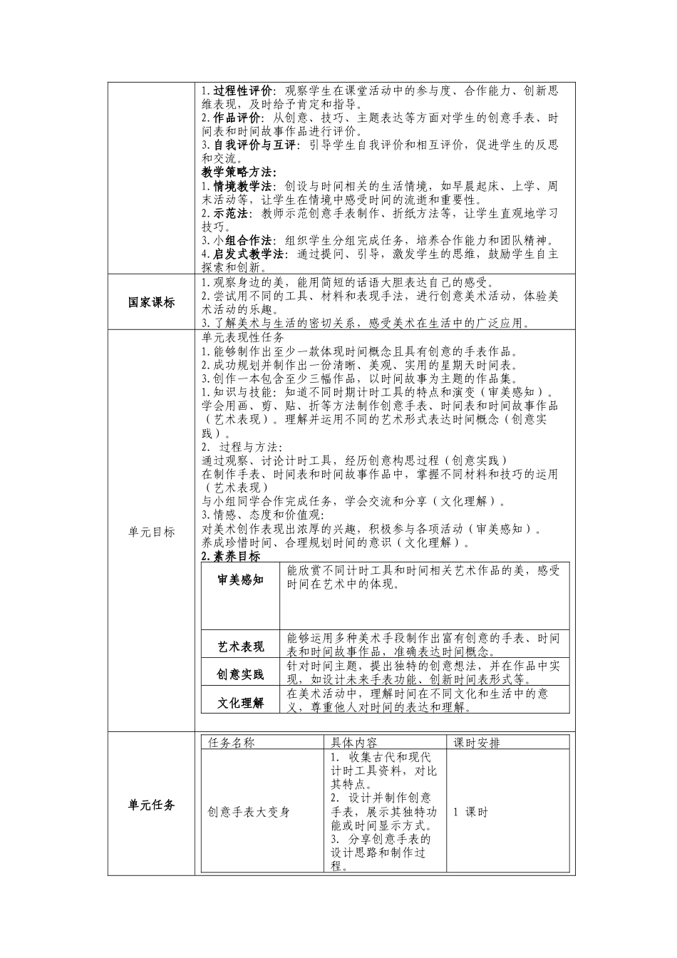 人美版美术一年级下册第三单元《时间小管家》大单元教学设计.docx_第2页