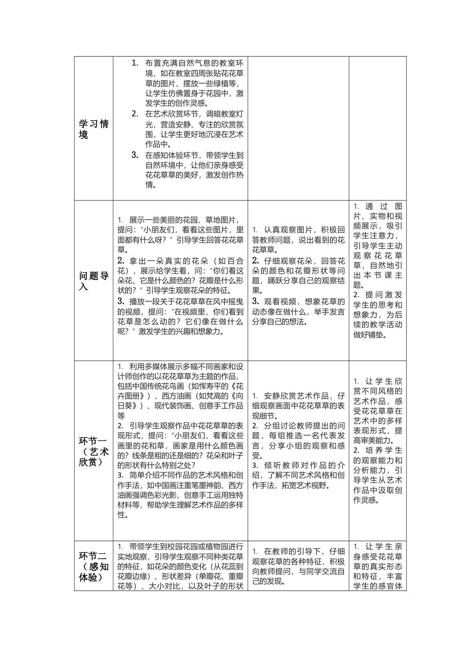 人美版美术一年级下册分课时详案1《花花草草》.docx_第2页