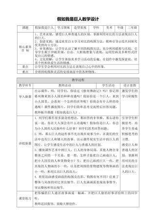 第九课《假如我是巨人》教学设计-人美版小学美术二年级下册.doc