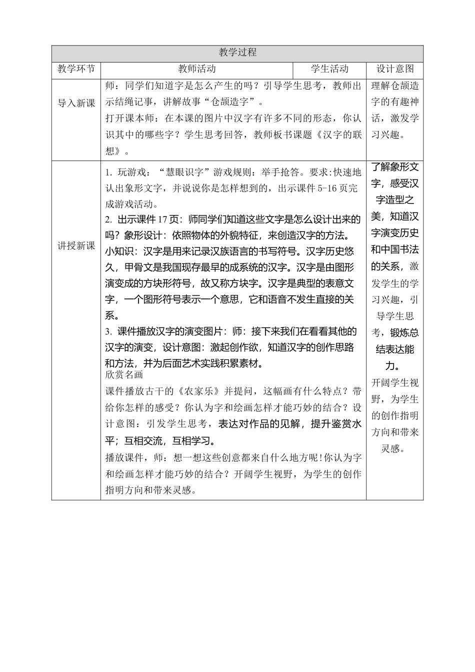 人美版小学美术4年级（下）第十二课《汉字的联想》教学设计.doc_第2页