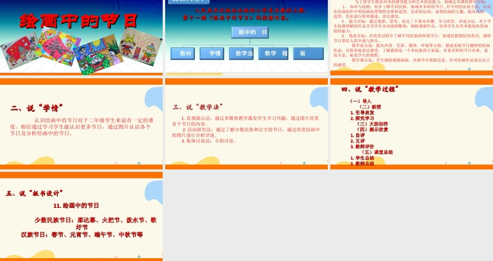 人美版美术二年级上册第十一课《绘画中的节日》说课稿.ppt