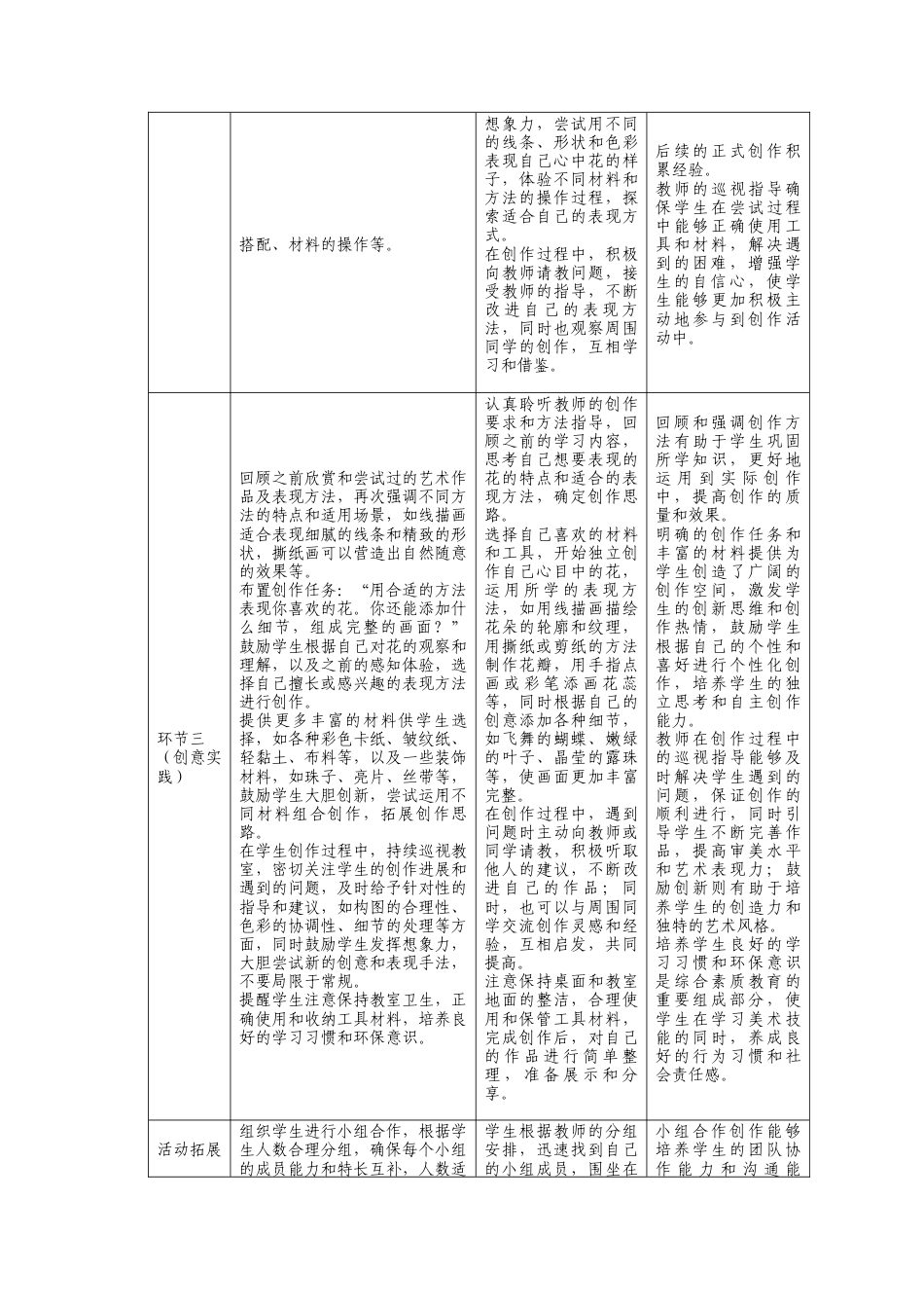 人美版美术一年级下册第二单元分课时第1课《花花草草》教学设计.doc_第3页