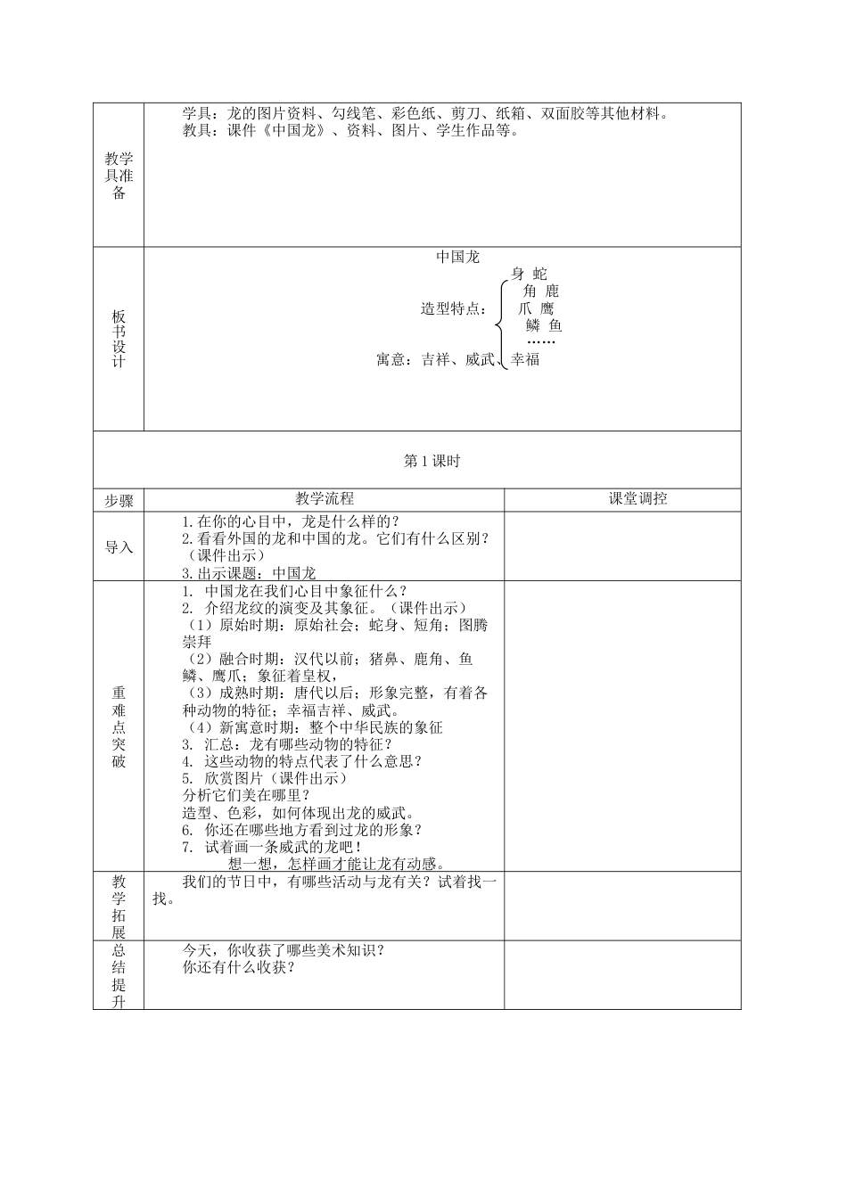 第14课 中国龙 教案 人美版 (1)-人美版小学美术五年级上册.doc_第2页