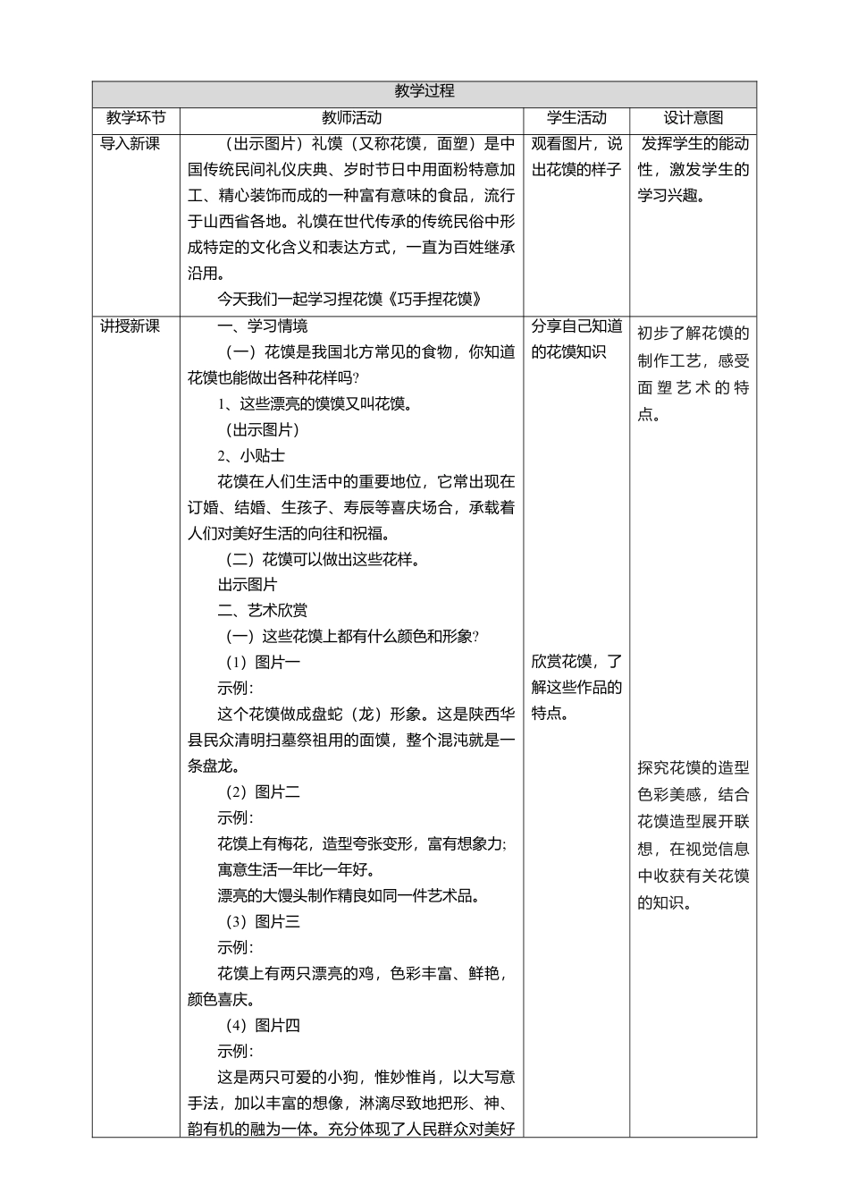【人美版】美术  一年级上册    第四单元 1 巧手捏花馍   课时教案.doc_第2页