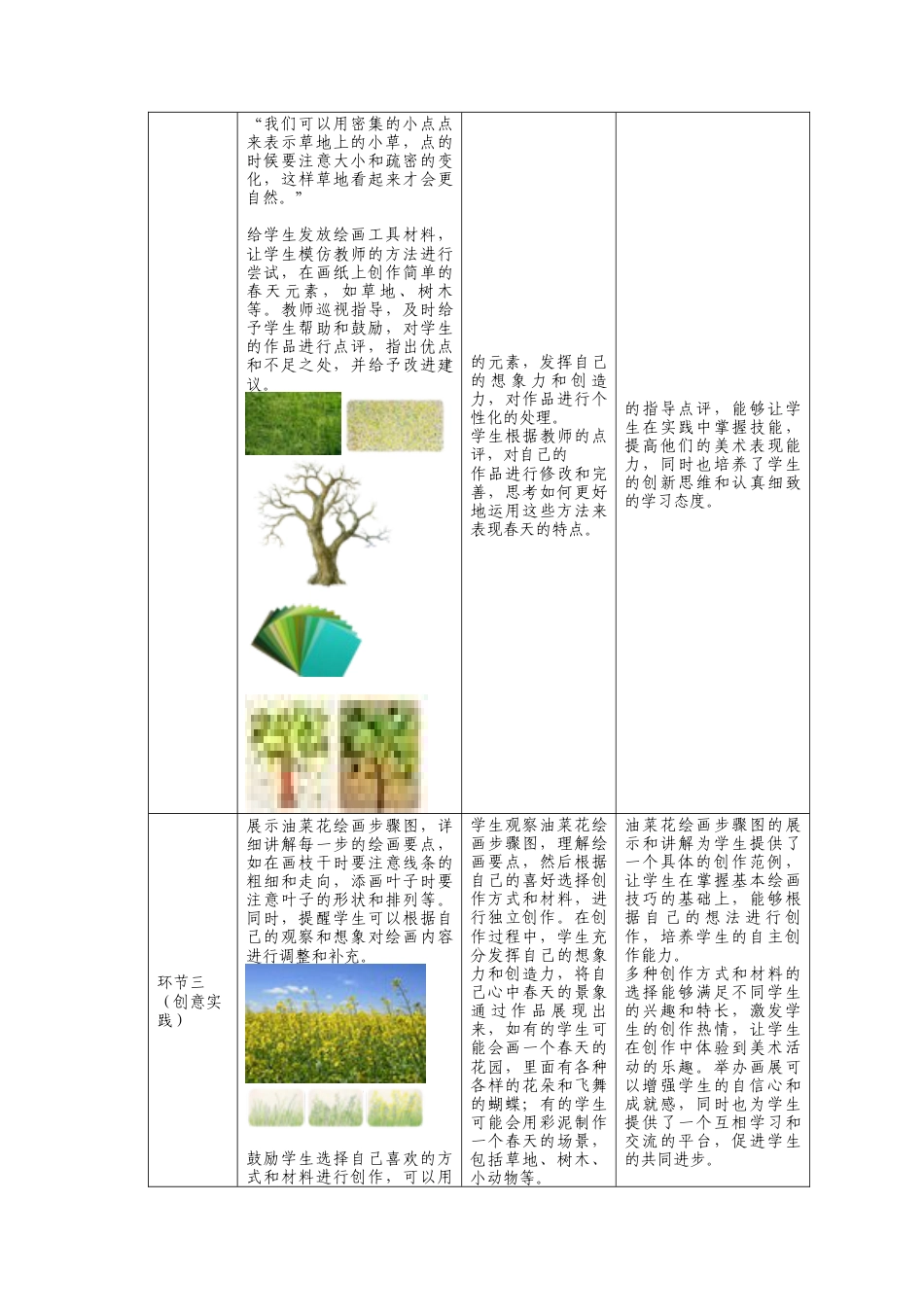 人美版美术一年级下册第一单元分课时第2课《心中的春天》教学设计.doc_第3页